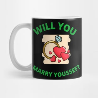 Will You Marry Youssef Engagement Ring Red Hearts Proposal Mug